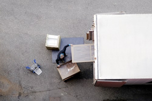 Loading household items into a removal van near South Kensington