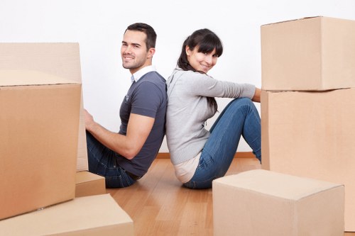 Moving van operating near South Kensington properties and busy streets